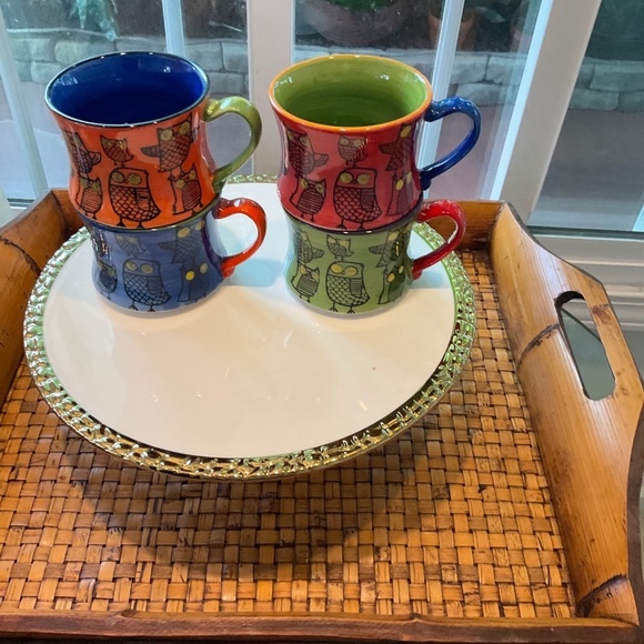 Pier 1 Stackable Colorful Owl Coffee Mugs 4 Total - Picture 7 of 13